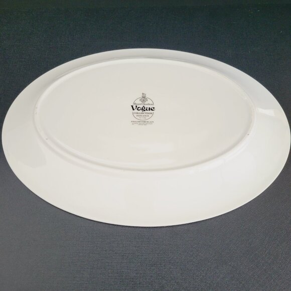 Vintage Royal Doulton Vogue Elegance 13" Oval Serving Platter Tan Edge Pink Rose - Picture 7 of 9